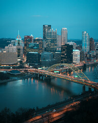 Blue hour view from Mount Washington, Pittsburgh, Pennsylvania