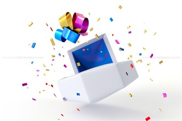 colorful confetti with  gift box 