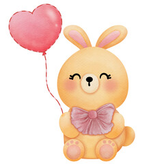 Rabbit cute watercolor design character illustration, hand drawn, funny art children