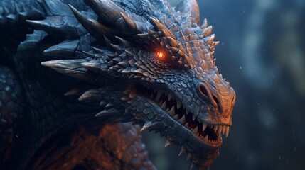 A hyper realistic dragon Octane render Hyper realism.Generative AI - obrazy, fototapety, plakaty