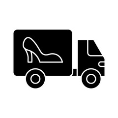 Clothing delivery truck. Truk pengiriman sepatu