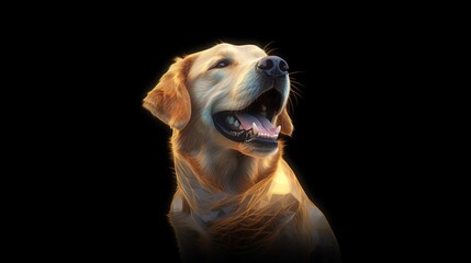 A joyful Golden Retriever dog on a transparent background.Generative AI