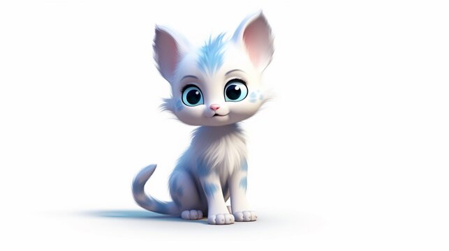a little kitty with wide eyes sitting next to a white.Generative AI