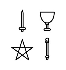 Vector set of Tarot Suits Elements Minor Arcana. Cups, swords, wands, and pentacles isolated on a white background - obrazy, fototapety, plakaty
