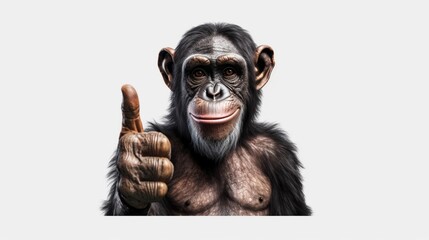 A monkey giving a thumbs up isolated on transparent.Generative AI