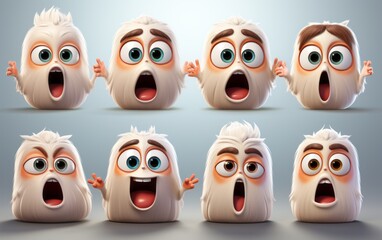 Fototapeta premium creepy face expression characters set