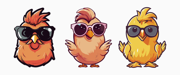 Cute chicken cartoon character vector illustration