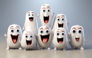 Obraz premium creepy face expression characters set
