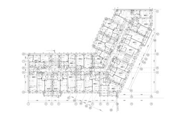Vector architectural project of a multistory building floor plan	
