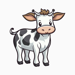 Cute cow cartoon character vector illustration
