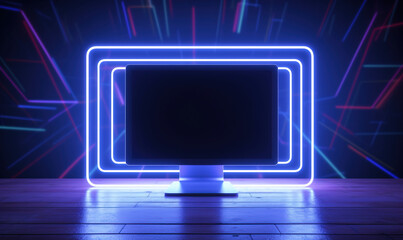 Futuristic Computer display in neon lighting