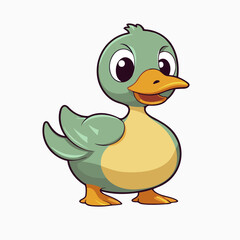 Cute duck cartoon character vector illustration
