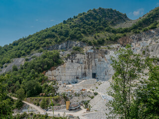 Fototapeta premium Large blocks of marble in one of the quarries near Carrara, Italy