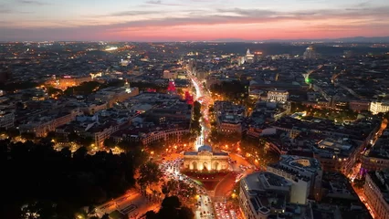 Poster Aerial view of Puerta de Alcala, Parque de la independencia, Madrid, Spain © Dmytro Kosmenko
