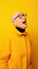 Obraz premium Happy mature woman with glasses and laughing.