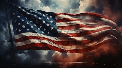 American flag waving in the wind