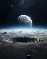 Naklejka na ściany i meble view of earth from moon surface