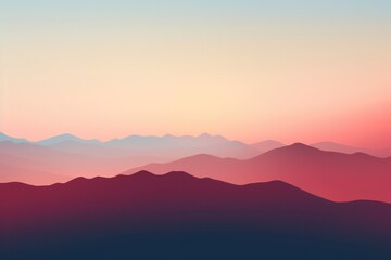 mountains Silhouette realistic mountains landscape. Morning wood panorama mountain silhouettes. Vector forest hiking background