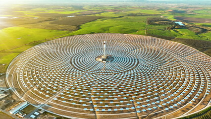 Aerial view of solar Plant in Seville, Spain. Renewable energy. - 682439300
