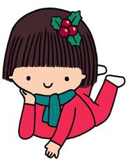 christmas girl, cute children illustration for  decorating or your commercial art