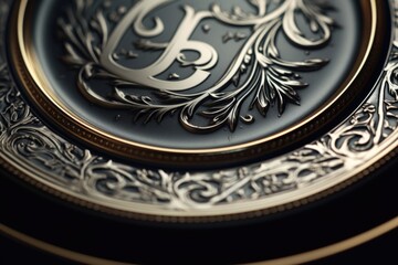 A close up of a plate with a fancy monogram. This elegant and stylish image can be used for various purposes.