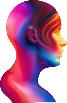 Colorful Iridescent shiny glossy textured PNG bust