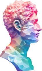 Colorful Iridescent shiny glossy textured PNG bust