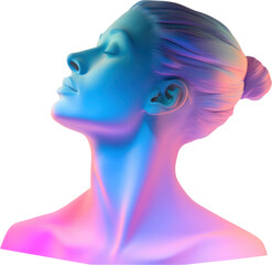 Colorful Iridescent shiny glossy textured PNG bust