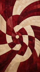 A maroon and beige plaid pattern with a spiral motif in the middle