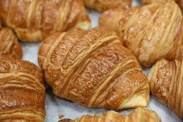 Baking croissants in a small bakery