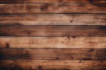 A close up photograph of a wooden wall with a clock mounted on it. This image can be used to depict time, rustic decor, or interior design