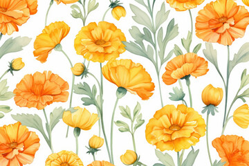 Flower illustration floral design watercolor pattern background nature seamless summer wallpaper