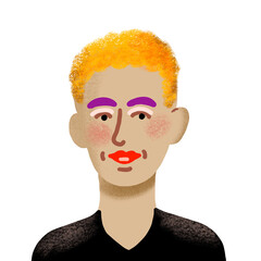 hand drawn profile picture portrait of imaginary person PNG image with transparent background