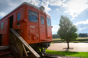Obihiro, Hokkaido, Japan - August 17, 2023 - Scene of Kofuku Station, a closed railway station on the defunct Hiroo Line, now remains a popular sightseeing spot because of its name means happiness