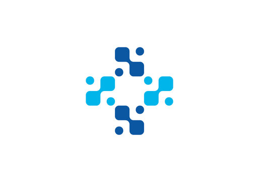 medical and pixel logo, health tech connection concept logo design	
