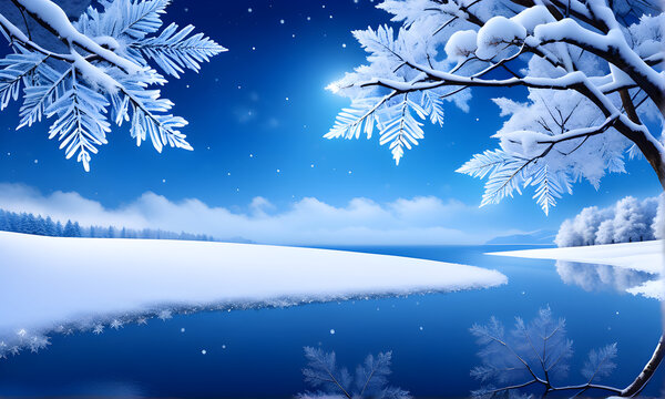 Winter simple landscape background. Generative AI