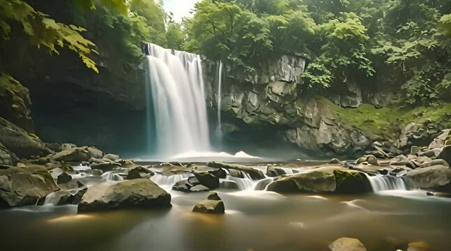 Tranquil Waters: Animated Waterfall Meditation Video for Spiritual Serenity