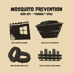 Dengue mosquito prevention icon set - obrazy, fototapety, plakaty