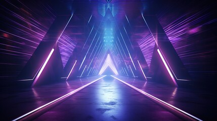 A cyberpunk-style illustration featuring a futuristic room with neon laser lines in the background..