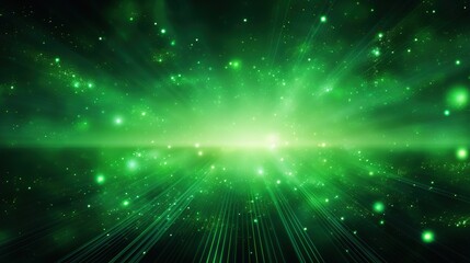 A stunning display of colorful neon glow lights and flashes, complemented by flying design elements, set against a vibrant green background.