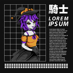 Obraz premium anime illustration streetwear design template