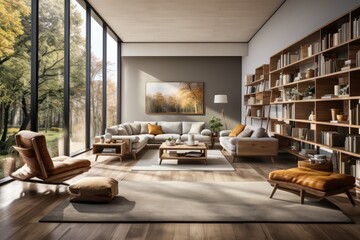Interior of modern living room. Elegant Modern Living room - obrazy, fototapety, plakaty
