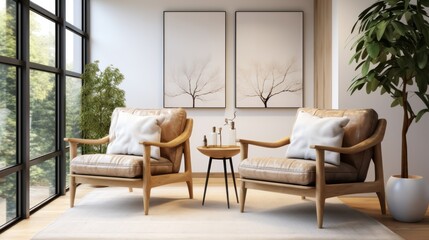 Interior of modern living room with armchairs and coffee table. Elegant Modern Living room