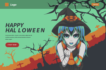 anime illustration landing page template