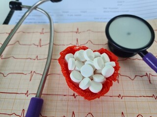 Heart disease abstract sign symbol with cardiogram