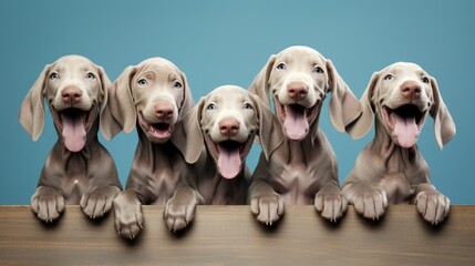 Fototapeta premium studio portrait of little weimaraner puppies, isolated on clean background