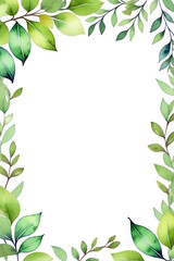 watercolor frame with spring leaves card paper template