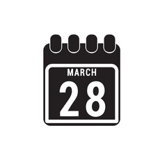 Calendar displaying day 28 (twenty-eighth) of the March - Day 28 of the month. Illustration