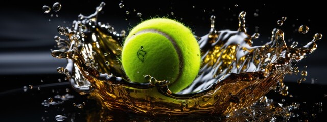 tennis ball and racket with a splash