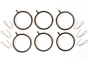 Six Curtain Rings with Eyelet and Hooks